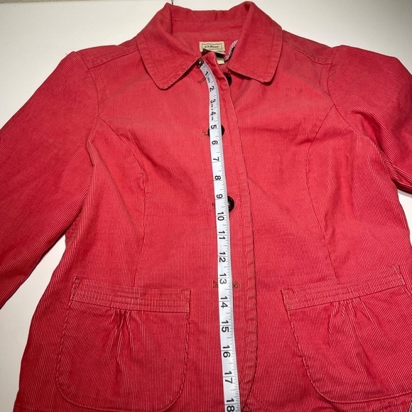 Ladies LL Bean Size 8 Petite Pink Corduroy Button Up Jacket Sleeves Embroidered. - Picture 5 of 10